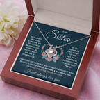 TO MY SISTER SQUEEZED LOVE KNOT NECKLACE GIFT SET