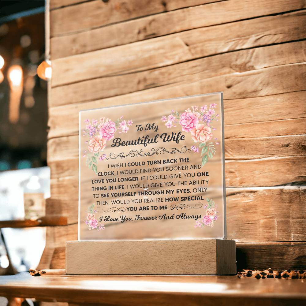 TO MY BEAUTIFUL WIFE SQUARE ACRYLIC PLAQUE